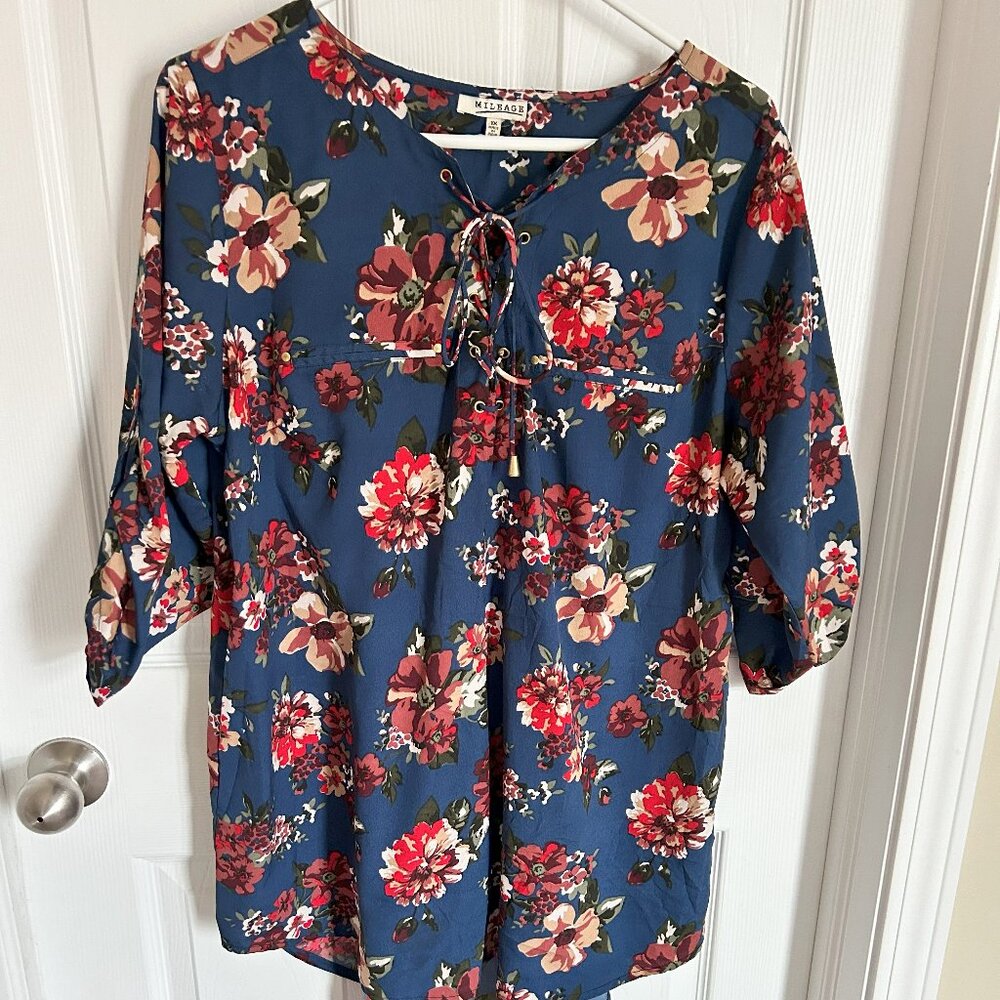 Torrid Floral Blue Blouse